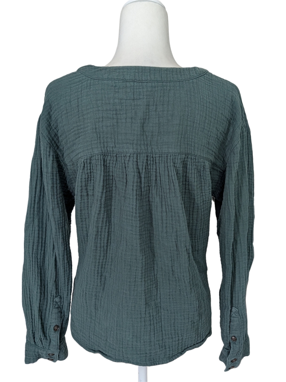 Madewell Womens Slate Green Lightspun Long Sleeve Double Gauze Top Size Large - Picture 7 of 15